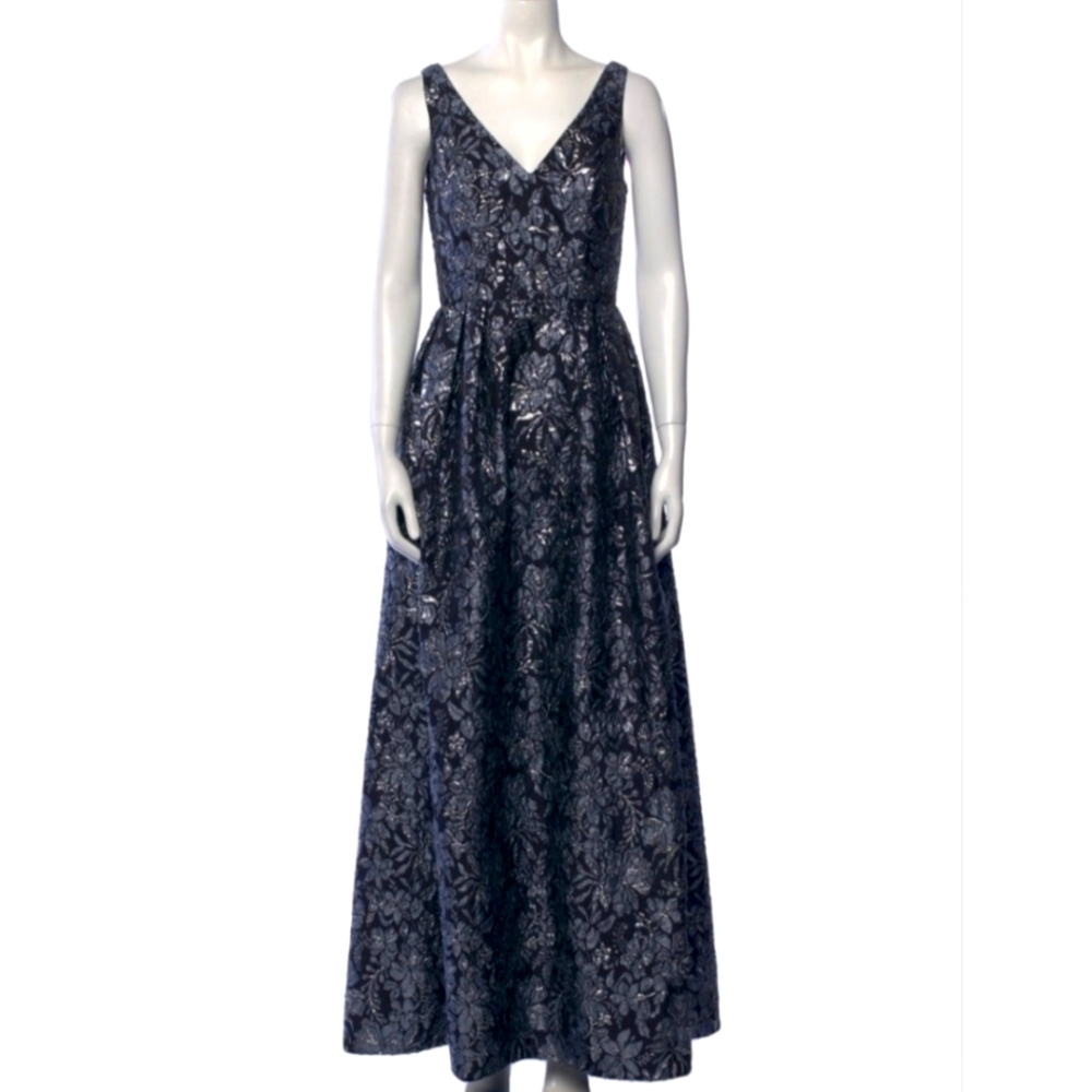 Theia brocade crystal embellished evening gown Christmas dress